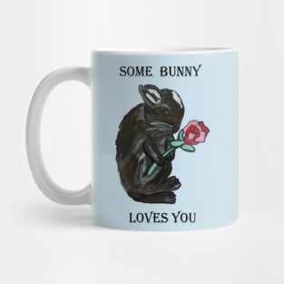 Black rabbit with rose: Some bunny loves you Mug